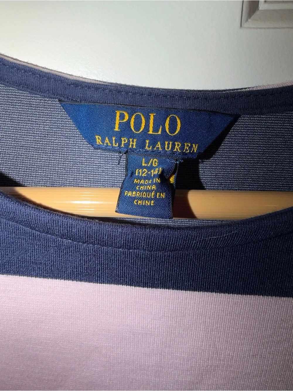 Polo by Ralph Lauren girls Navy & Pink Striped Girls Knit Dress 12-14